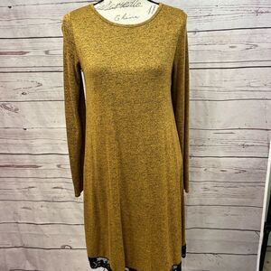 982-Pink Blush small long sleeve mustard yellow and‎ black dress/tunic